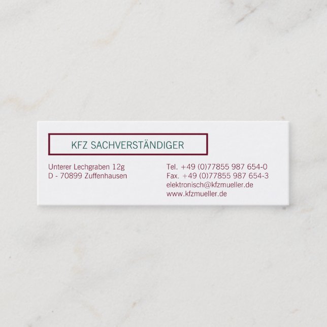 Visitenkarten Klassisch Mini Visitkort (Framsida)