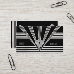 Visitenkort Art Deco Svart Rand Silver Smycke Visitkort