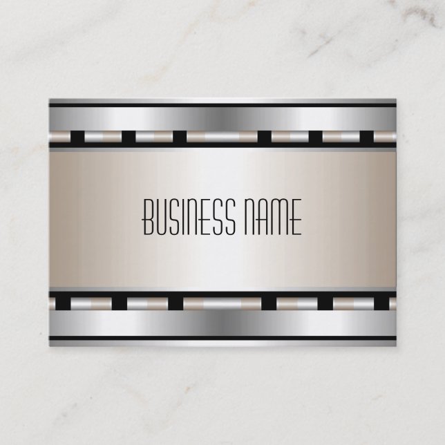 Visitenkort Art Deco Svart Silver Beige Rand Visitkort (Framsida)