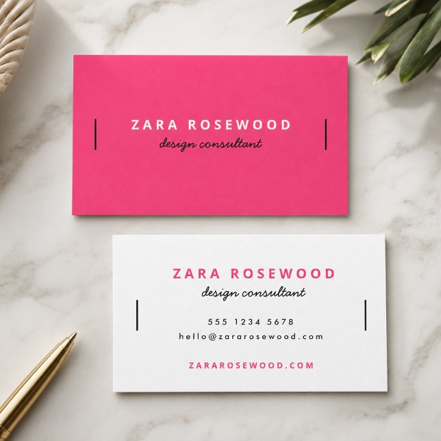 Visitenkort | Färgglatt Modernt Kontaktkort Visitkort (Bold hot pink minimal business cards for networking, client meetings, package inserts, and branding)