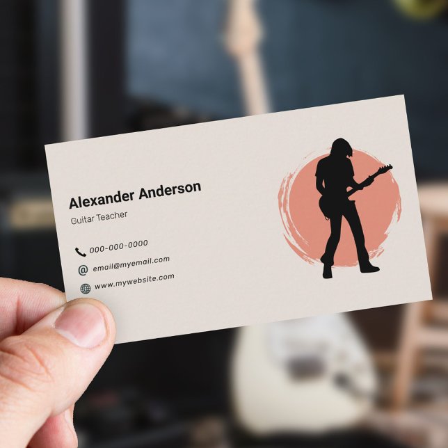 Visitenkort för gitarrlärare visitkort (Guitar Teacher Business Card)
