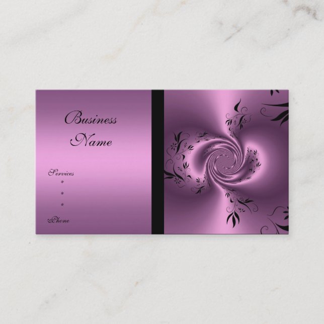 Visitenkort Mauve & Svart Blommig Abstrakt Visitkort (Framsida)