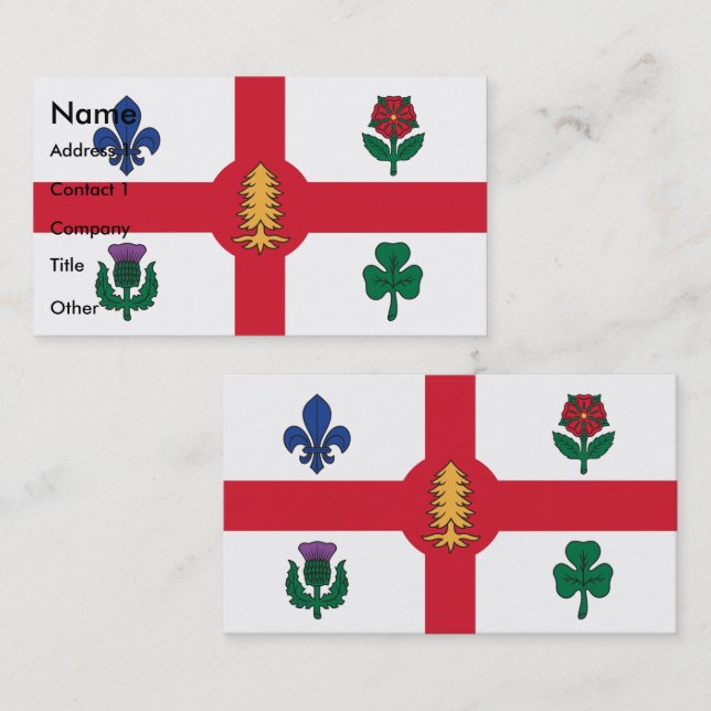 Visitenkort med flagga från Montréal, Kanada Visitkort (Fram/baksida)