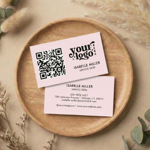 Visitenkort med QR-kod Modern rosa design Visitkort