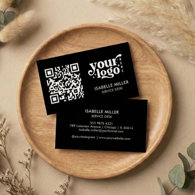 Visitenkort med QR-kod | Modern svart design Visitkort (Business Card with QR Code | Modern Black Design)