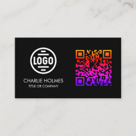 Visitenkort med QR-kod | Svart Modern Design Visitkort