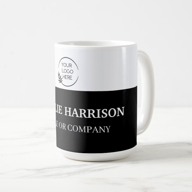 Visitenkort | Moderna svarta anpassade logotypikon Kaffemugg (Framsida höger)