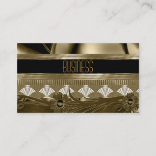 Visitenkort Svart Gammalt Guld Art Deco Blommig Visitkort