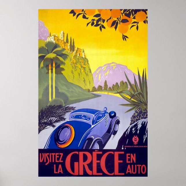 Visitez La Grece en Auto Greece Poster (Framsidan)