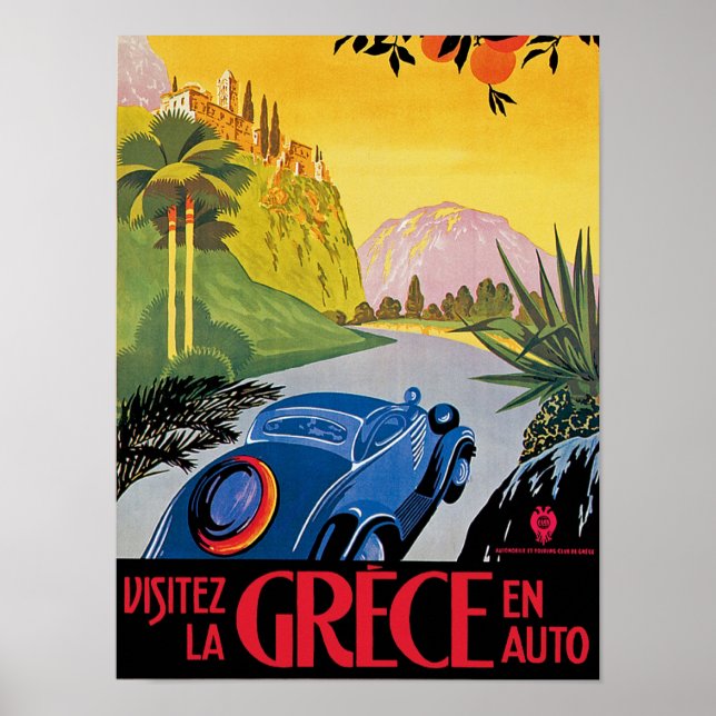 Visitez La Grece en Auto Poster (Framsidan)