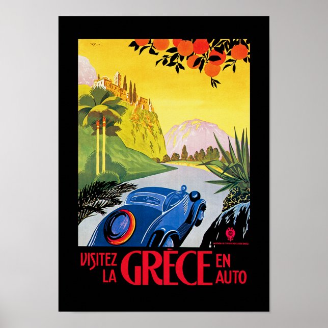 Visitez La Grece en Auto Poster (Framsidan)