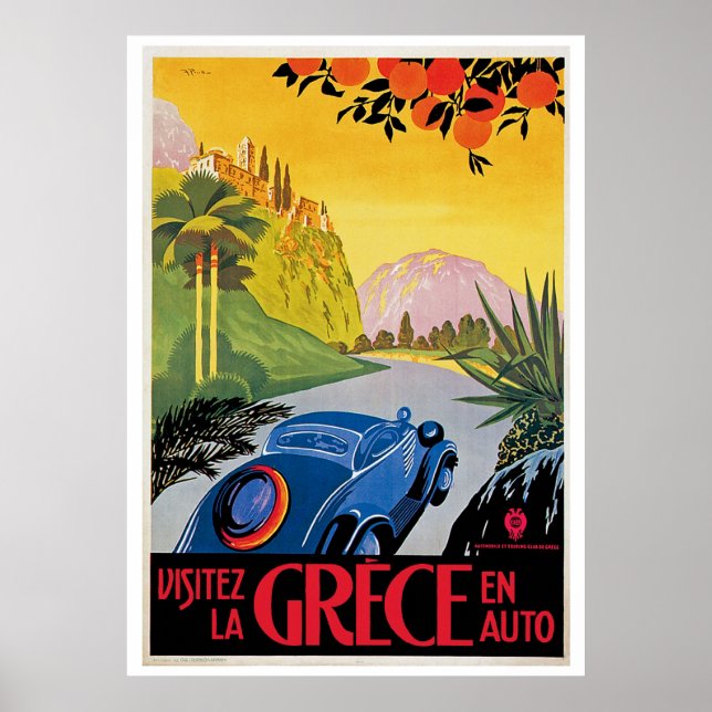 Visitez La Grece en Auto Poster (Framsidan)