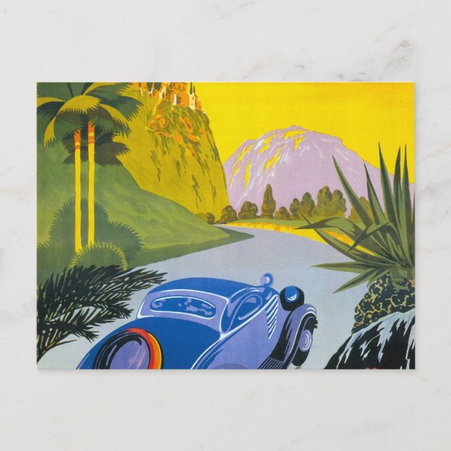 Visitez La Grece en Auto Retro-Helgdag Poster Vykort (Framsida)