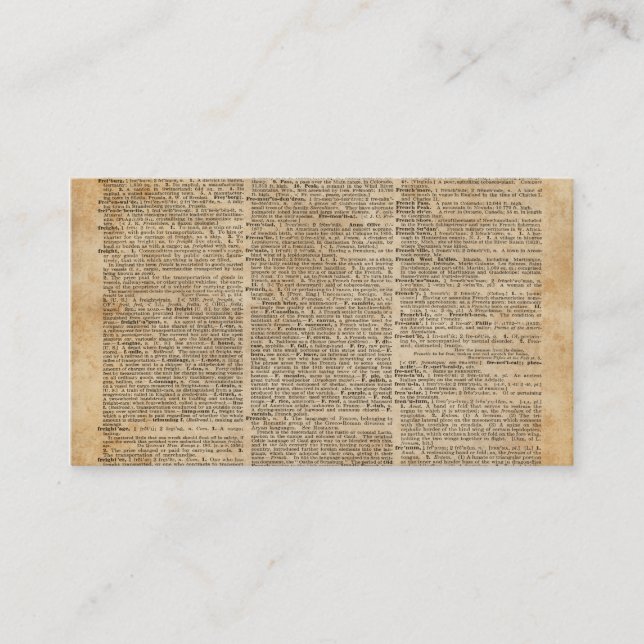 Visitkort 3,5" x 2,0", 100 packar ordbokkonst (Framsida)