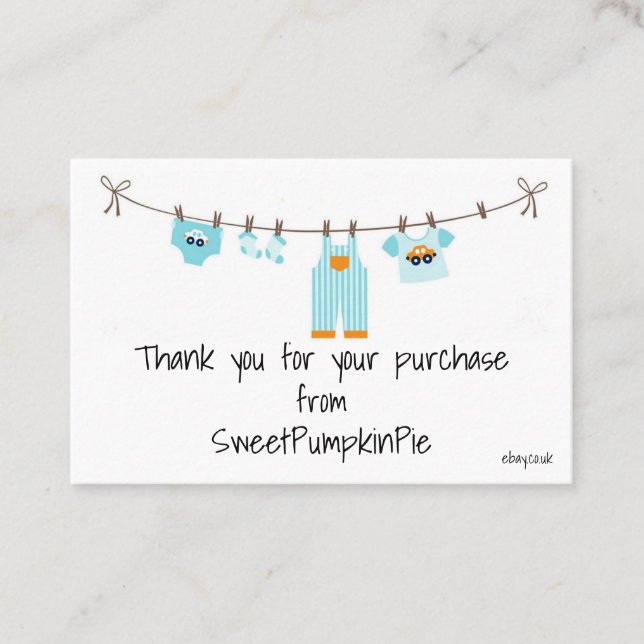 Visitkort - Babypojkar Kläder tvättlinje (Framsida)