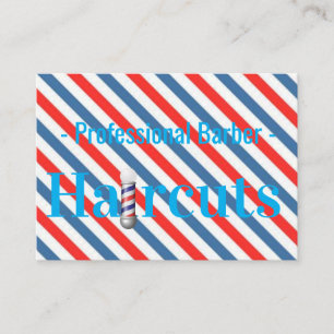 Visitkort, Blue Stripe Barbershop Barber Visitkort