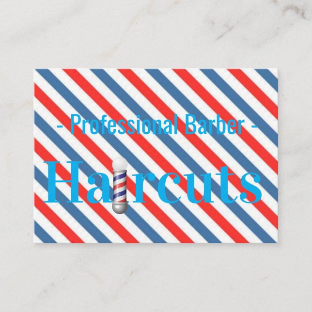 Visitkort, Blue Stripe Barbershop Barber  Visitkort (Framsida)