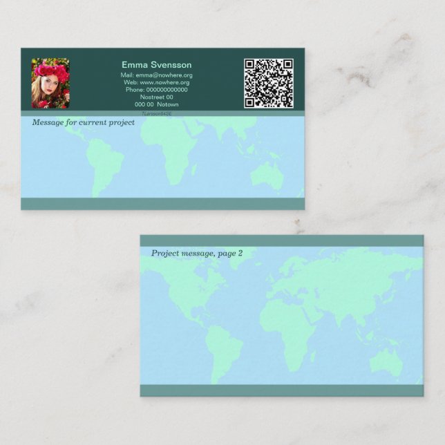 Visitkort — Connect, World (Fram/baksida)