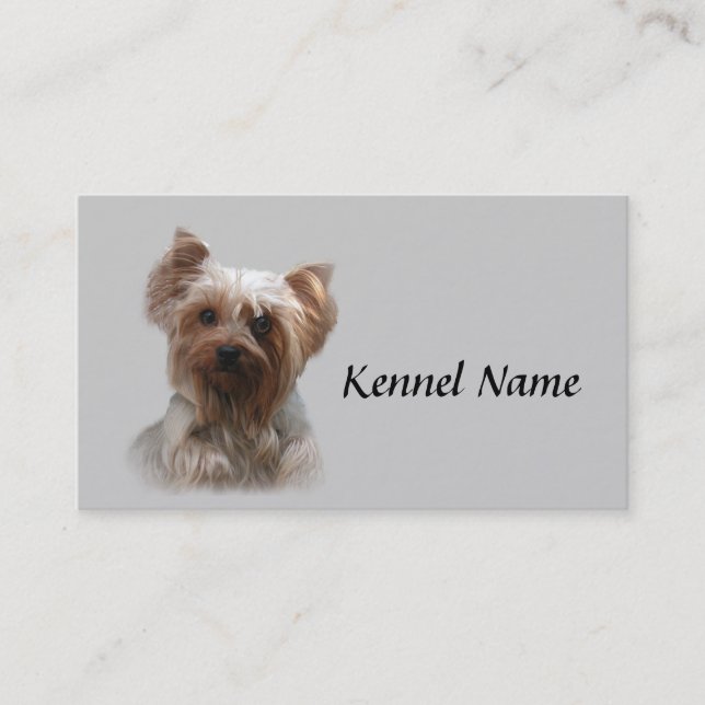 Visitkort för avelsdjur för Yorkshire Terrier (Framsida)