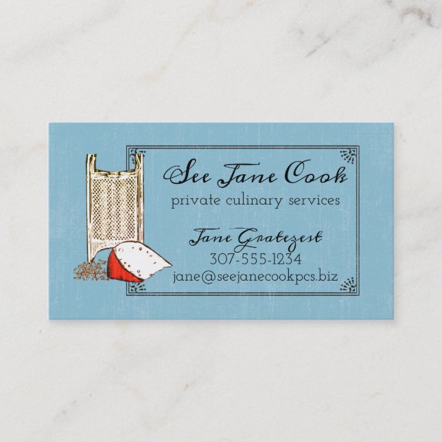 Visitkort för catering för kock för ostrivjärn (Framsida)