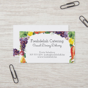 Visitkort för catering för vattenfärgfruktgrön