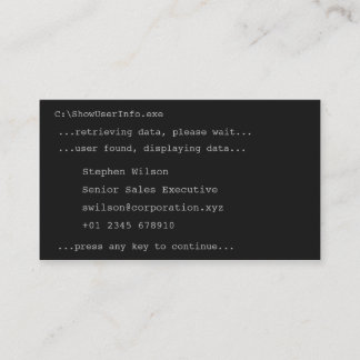 Visitkort för DOS-stilnovelty