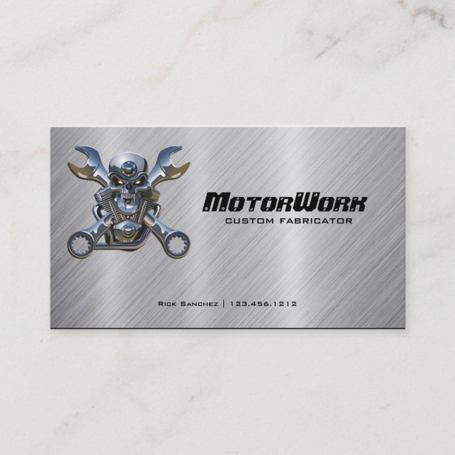 Visitkort för Fauxrostfritt stålmotorcykel (Framsida)