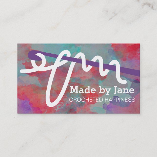 Visitkort för garn för vattenfärgvirkningkrok (Framsida)