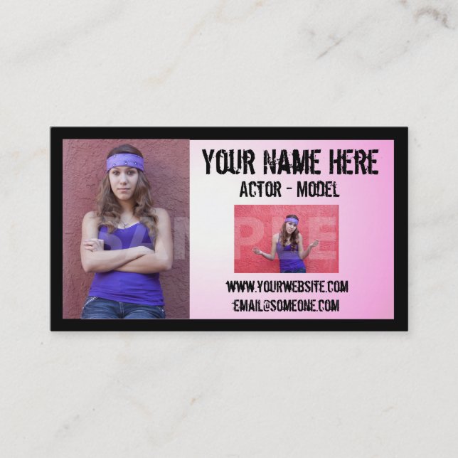 Visitkort för GrungeskådespelareHeadshot (Framsida)