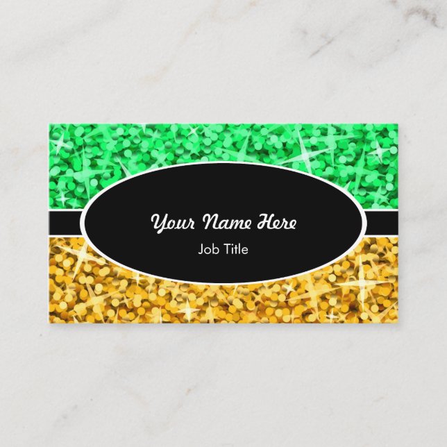 Visitkort "för guld" för Glitzblandninggrönt svart (Framsida)