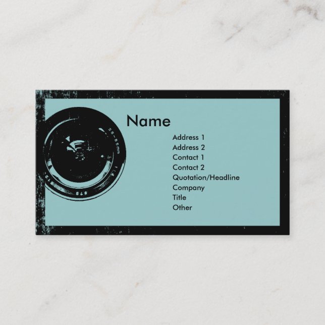 Visitkort för kameraLens fotograf (Framsida)