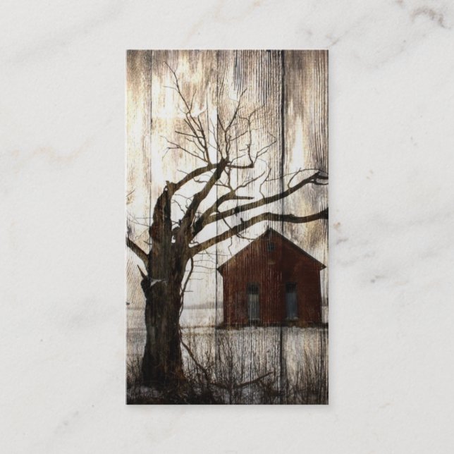 Visitkort för ladugård för Wood land för korn (Framsida)