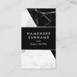 Visitkort för lodrät för marmor för vitsvartsilver