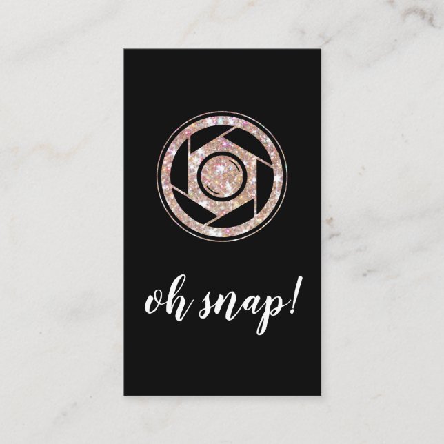 Visitkort för lodrät för OhSnap glitterfotograf (Framsida)