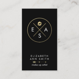 Visitkort för Makeupkonstnär - chic guld och svart Tidsbeställning Kort