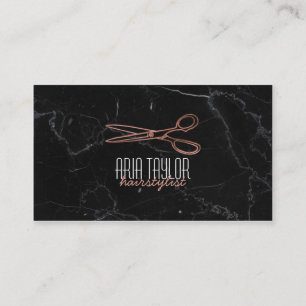 Visitkort för marmor för HairstylistRoseGold sax