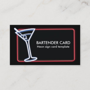 Visitkort för Martini Glass neonlogotyp