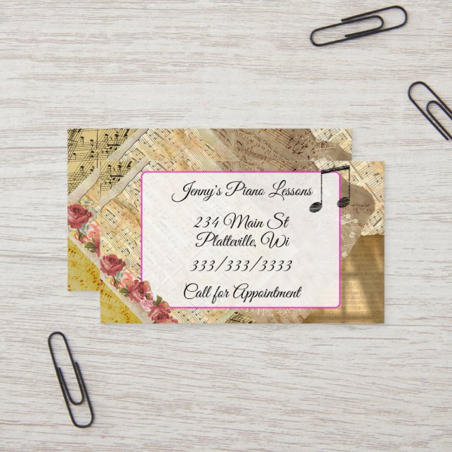 Visitkort för musikpianokurser (Fram/Back In Situ)