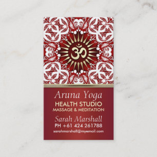 Visitkort för New Agerörelsen för Aruna Yoga