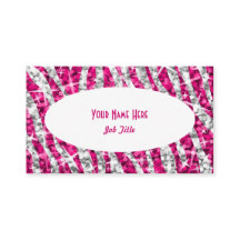 Visitkort för oval för vit för Glitzsebra rosa
