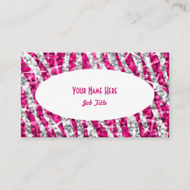 Visitkort för oval för vit för Glitzsebra rosa