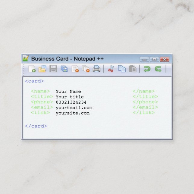Visitkort för programmerare, bärare (Framsida)