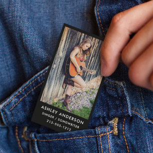 Visitkort för Promo för sångaremusikerfoto - Blk