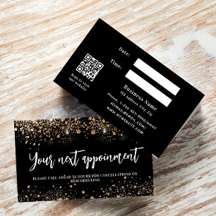 visitkort för QR-utnämning för Black guld glitter Rabattkort