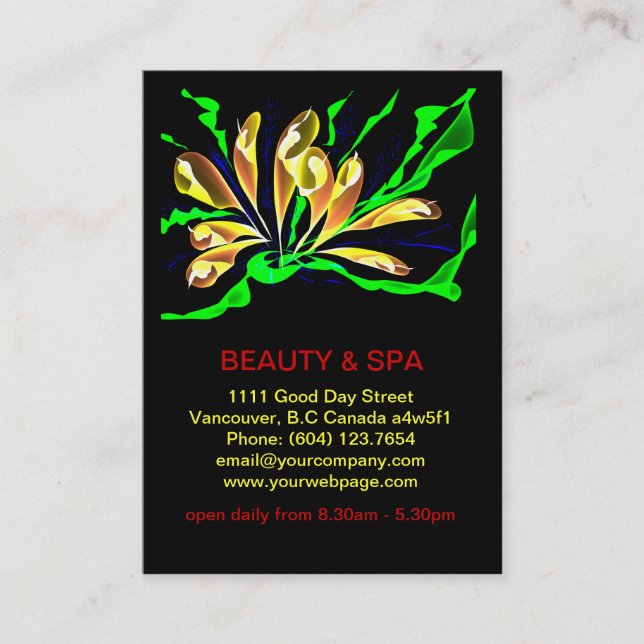 Visitkort för salong för Penguinone skönhetSpa Tidsbeställning Kort (Framsida)