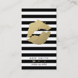 Visitkort för svart för guld för sminkkonstnär tidsbeställning kort