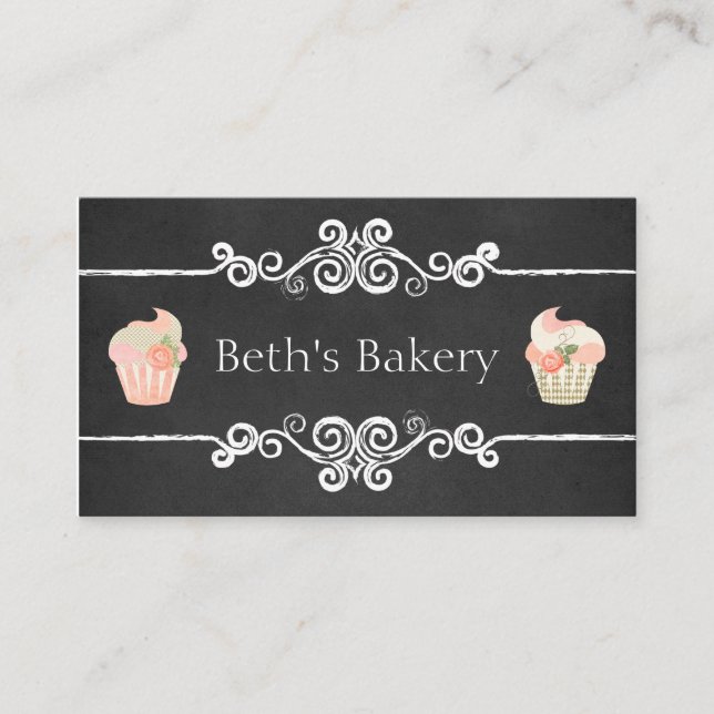 Visitkort för svart tavlabagerimuffin (Framsida)