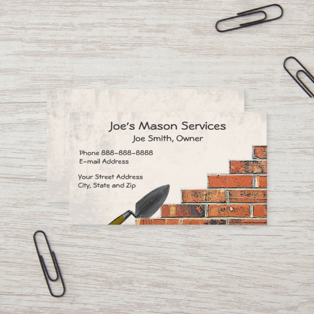 Visitkort för tegelstenMasonMasonry (Fram/Back In Situ)