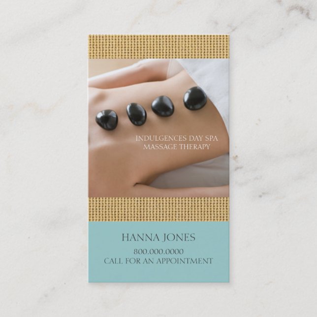 Visitkort för terapi för massage för dagSpa | Tidsbeställning Kort (Framsida)