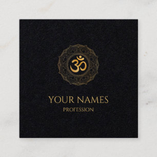 VISITKORT: GULD MANDALA + OHM FYRKANTIGT VISITKORT